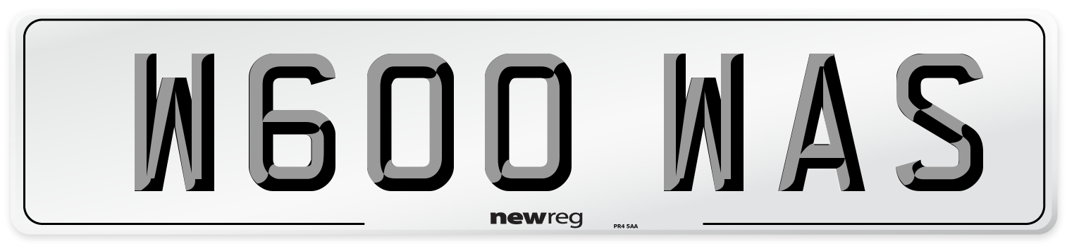 W600 WAS Number Plate from New Reg
